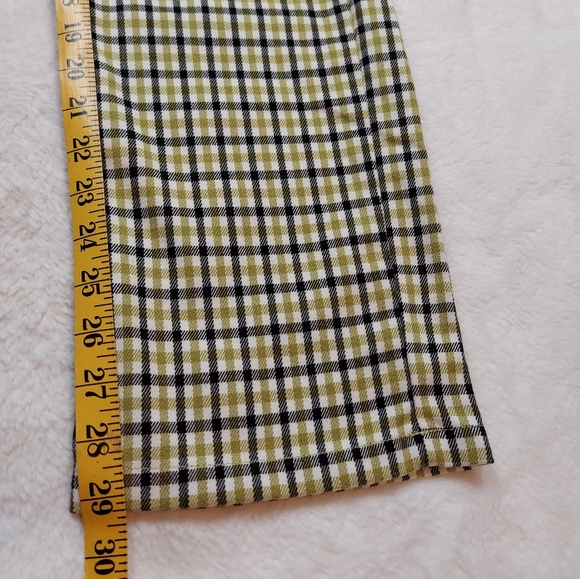 Brandy Melville Green Cream Black Plaid High Rise Straight Leg Pants - Picture 7 of 12